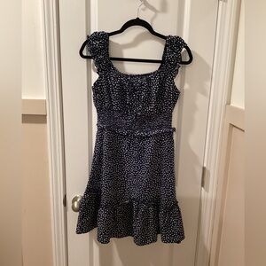 Navy Polka Dot Sleeveless Dress